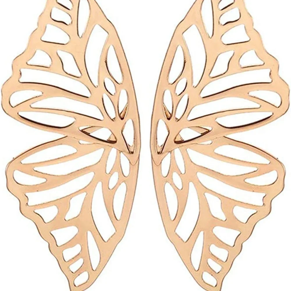 Butterfly Golden Big Earrings - Picture 3 of 6